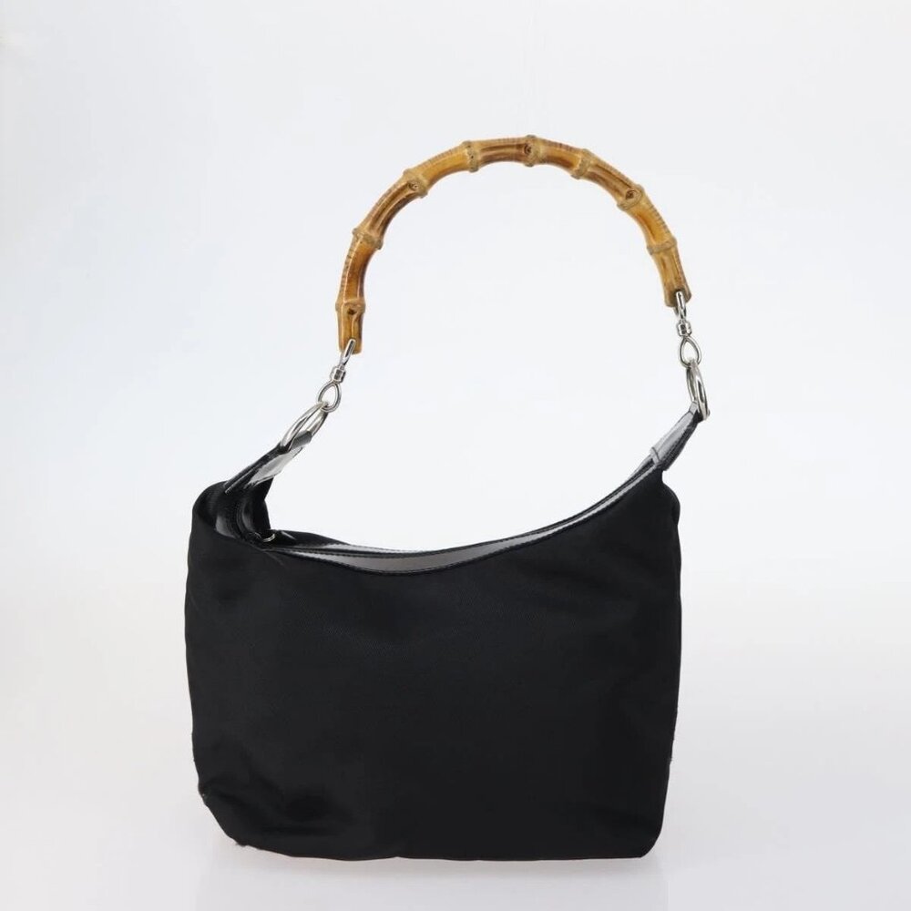 GUCCI Bamboo Jackie Shoulder Bag Nylon 6 Set Black Auth bs29393 - Picture 14 of 16